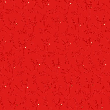 Deer Metallic Red Merry Mix 43"/44" Cotton Fabric Per Yard - Choice FabricsMASM11112-R