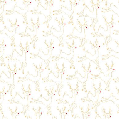 Deer Metallic White Gold Merry Mix 43"/44" Cotton Fabric Per Yard - Choice FabricsMASM11112-W