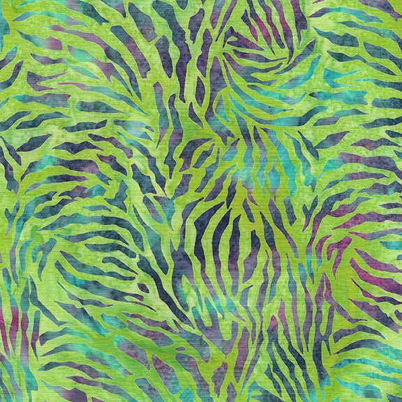Essence Tiger Stripe-Green Lemongrass Batik 44"/45" Fabric Per Yard - Choice Fabrics122438630