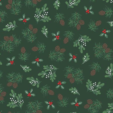 Evergreen Metallic Green Merry Mix 43"/44" Cotton Fabric Per Yard - Choice FabricsMASM11110-G