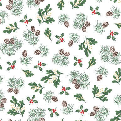 Evergreen Metallic White Multi Merry Mix 43"/44" Cotton Fabric Per Yard - Choice FabricsMASM11110-WZ