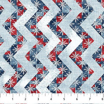 Village Folk Blue Chevron 45" Flannel Cotton Fabric per yard - Choice FabricsF28827-44