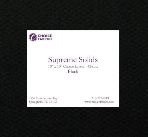 Supreme Solids - 10" Squares - Black (42 Squares) - Choice FabricsFE-81200-001