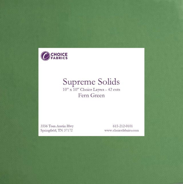 Supreme Solids - 10" Squares - Fern Green (42 Squares) - Choice FabricsFE-81200-005