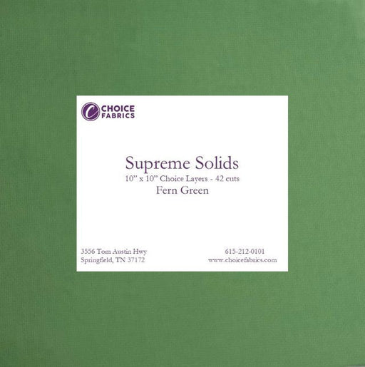 Supreme Solids - 10" Squares - Fern Green (42 Squares) - Choice FabricsFE-81200-005