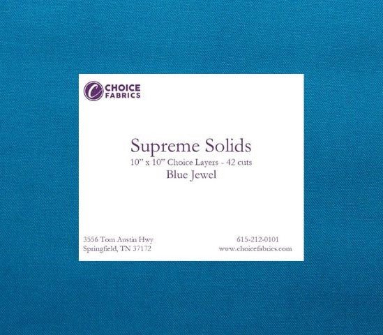 Supreme Solids - 10" Squares - Blue Jewel (42 Squares) - Choice FabricsFE-81200-008