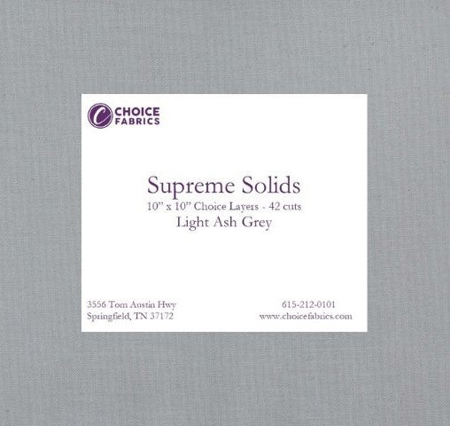 Supreme Solids - 10" Squares - Light Ash Grey (42 Squares) - Choice FabricsFE-81200-009