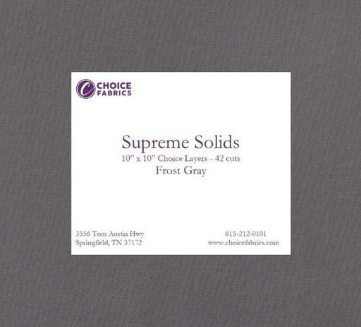 Supreme Solids - 10" Squares - Frost Gray (42 Squares) - Choice FabricsFE-81200-010