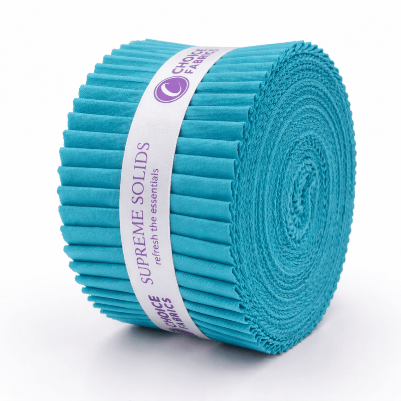 Supreme Solids - 2.5" Roll - Aqua (40 Strips) - Choice FabricsFE-AQUA-099