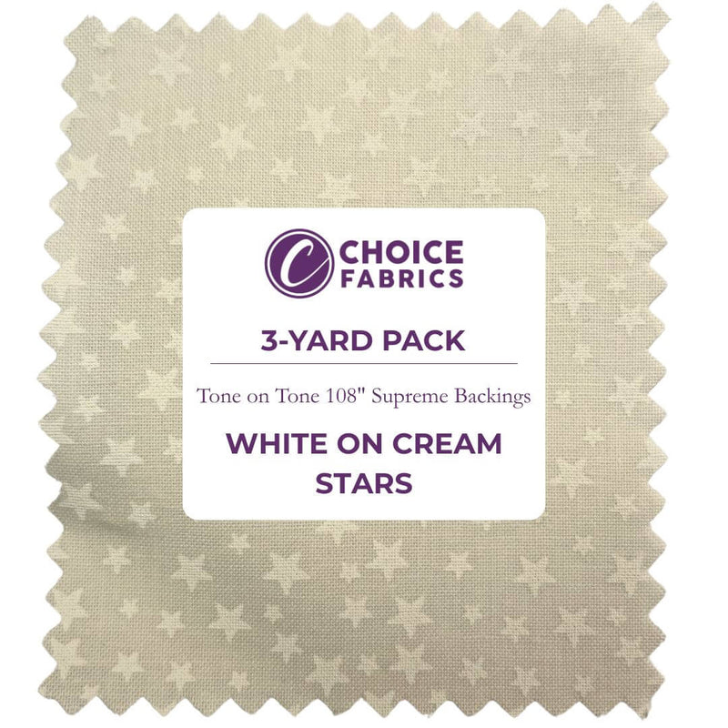 Tone on Tone 108" Supreme Backings - White on Cream Stars (3-Yard Pack) - Choice Fabrics3YD-18463-A02