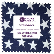 3 - Yard Pack - Patriotic Stars 108" Supreme Backings - Large White Stars on Navy - Choice FabricsFF-63304-100