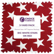 3 - Yard Pack - Patriotic Stars 108" Supreme Backings - Large White Stars on Red - Choice FabricsFF-63304-200
