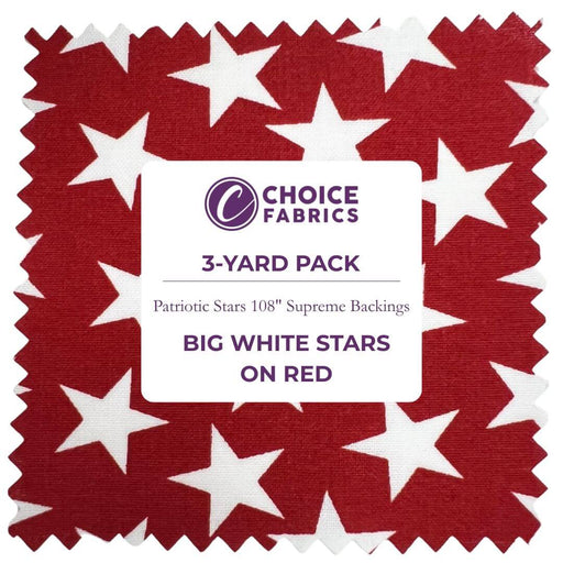 3 - Yard Pack - Patriotic Stars 108" Supreme Backings - Large White Stars on Red - Choice FabricsFF-63304-200
