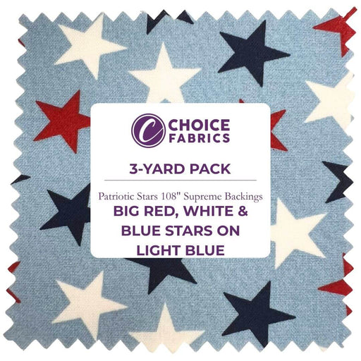 3 - Yard Pack - Patriotic Stars 108" Supreme Backings - Large Stars on Light Blue - Choice FabricsFF-63304-400