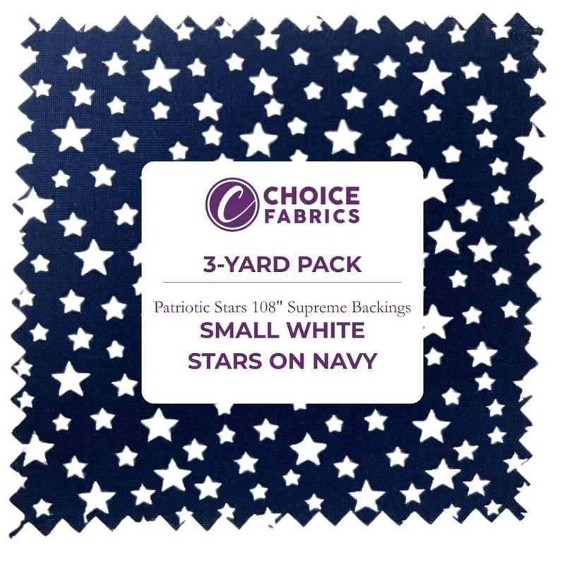 Patriotic Stars 108" Supreme Backings - White Stars on Navy (3-Yard Pack) - Choice FabricsFF-63305-100