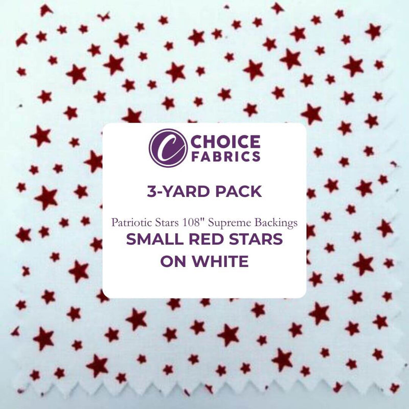 3 - Yard Pack - Patriotic Stars 108" Supreme Backings - Red Stars on White - Choice FabricsFF-63305-300