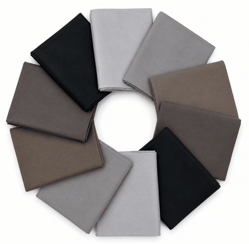 Supreme Solids - Fat Quarter Bundle - 10 pack (Shades of Grey) - Choice FabricsFQ-62274-021