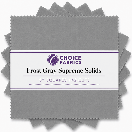 Supreme Solids - 5x5 Charm Pack - Frost Gray (42 Squares) - Choice FabricsFROST-GRAY-5X5