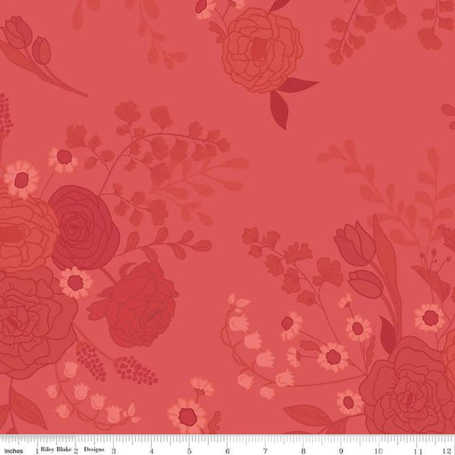 First Blooms Tonal Floral Berry Cotton Wideback Fabric per yard - Choice FabricsWB16331-BERRY