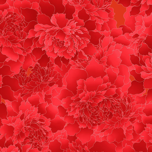 Flame Monochromatic Peony 118" Peony Paradise Cotton Wideback Fabric Per Yard - Choice FabricsHEG-3603W-88