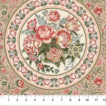 Floral Multi Tan Manoir Antiques Road Show 44"/45" Cotton Fabric Per Yard - Choice FabricsDP28968-13