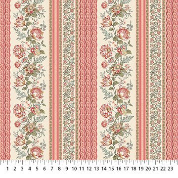Floral Stripe Multi Cream Manoir Antiques Road Show 44"/45" Cotton Fabric Per Yard - Choice Fabrics28966-11