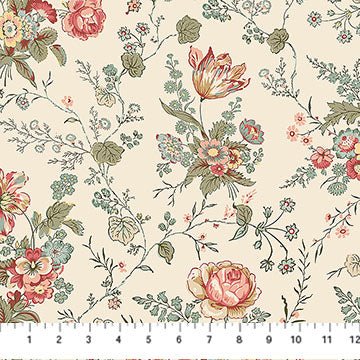 Floral Trail Multi Cream Manoir Antiques Road Show 44"/45" Cotton Fabric Per Yard - Choice Fabrics28965-11