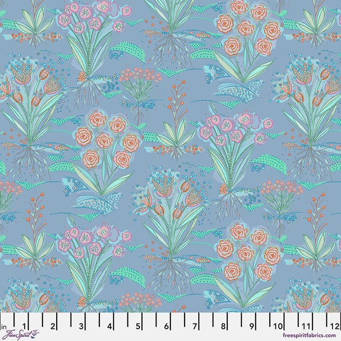 Flourish And Bloom Garden Periwinkle 44"/45" Cotton Fabric Per Yard - Choice FabricsPWHP010.PERIWINKLE