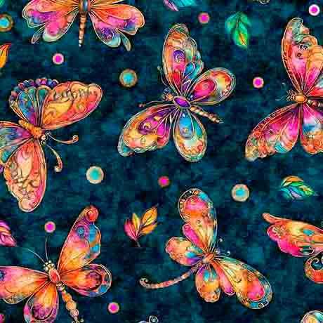 Fluttering Gardens Butterflies Teal Cotton 44"/45" Fabric Per Yard - Choice Fabrics2600-31729-Q