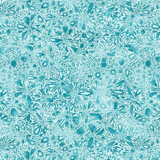 Go with the Flow Burst Medium Turquoise Cotton 44"/45" Fabric Per Yard - Choice Fabrics16745-83