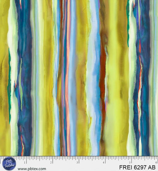 Green Free Rein Horizon Stripe 44"/45" Cotton Fabric Per Yard - Choice FabricsFREI-6297-AB