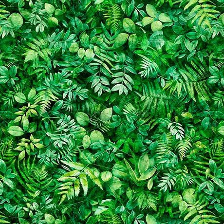 Green Earthly Delights Mixed Foliage Wideback Cotton Fabric per yard - Choice Fabrics1999-31289-G108