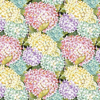 Green Multi Hydrangeas Blissful Blooms Cotton 43"/44" Fabric Per Yard - Choice FabricsHEG-3562-66