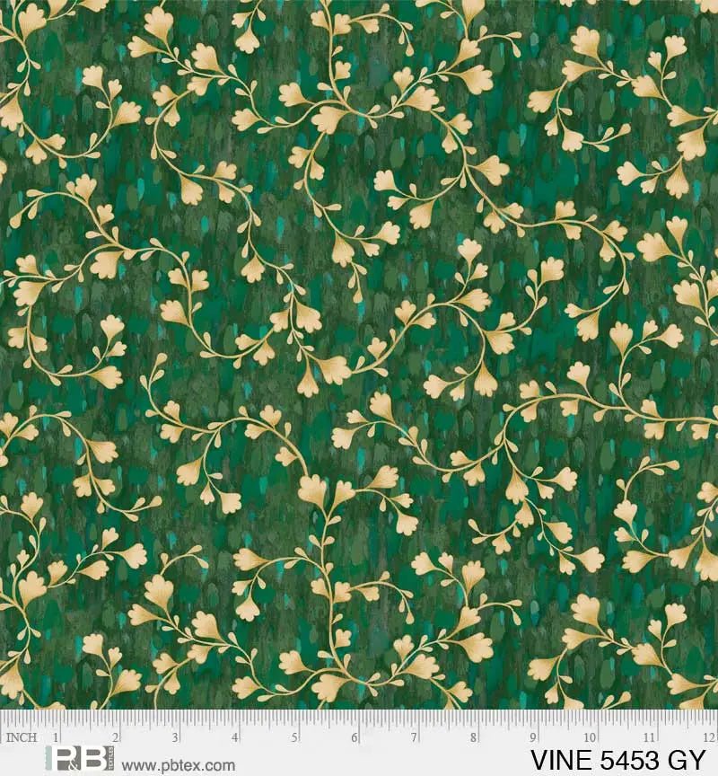 Green Vine Scroll Cotton Wideback Fabric per yard - Choice FabricsVINE-5453-GY