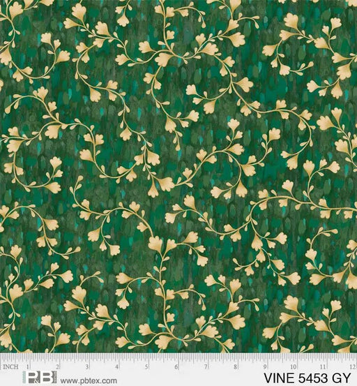 Green Vine Scroll Cotton Wideback Fabric per yard - Choice FabricsVINE-5453-GY