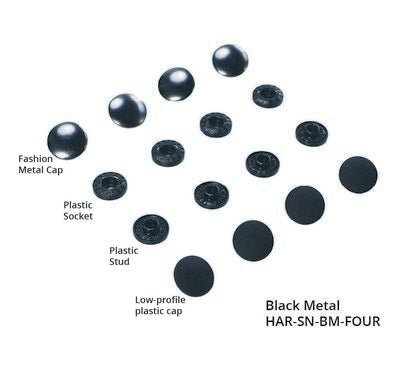 Tool-Free Snap, Black Metal, 4 Pieces - Choice FabricsHARSNBMFOUR