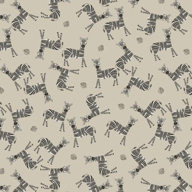 Jungle Romp Tossed Zebra Beige 43"/44" Fabric Per Yard - Choice FabricsHEG-2104-44
