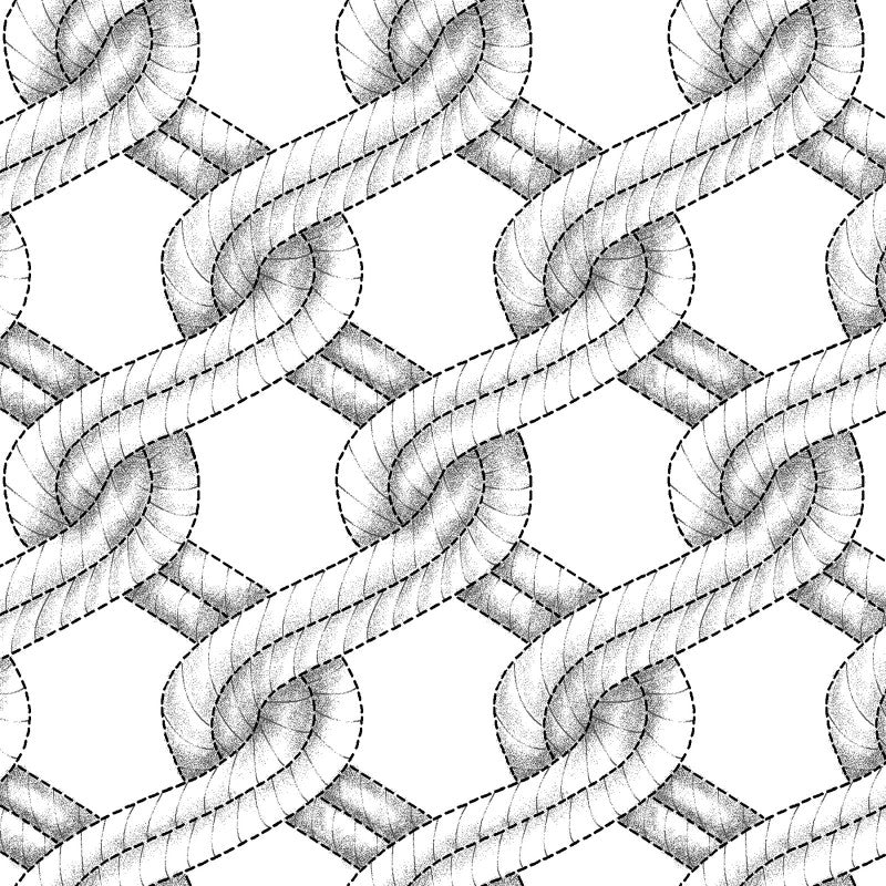 White/Black Twisted Rope Stitched Braid Cotton Wideback Fabric Per Yard - Choice Fabrics2155-09
