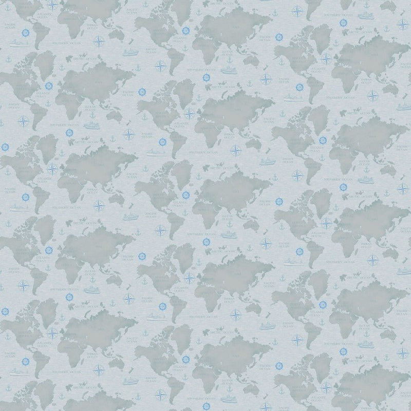 Grey Coastal Guardians Map 43"/44" Fabric Per Yard - Choice FabricsHEG-2194-90