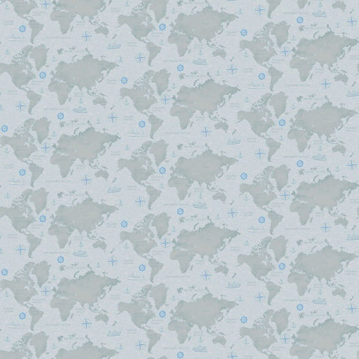Grey Coastal Guardians Map 43"/44" Fabric Per Yard - Choice FabricsHEG-2194-90