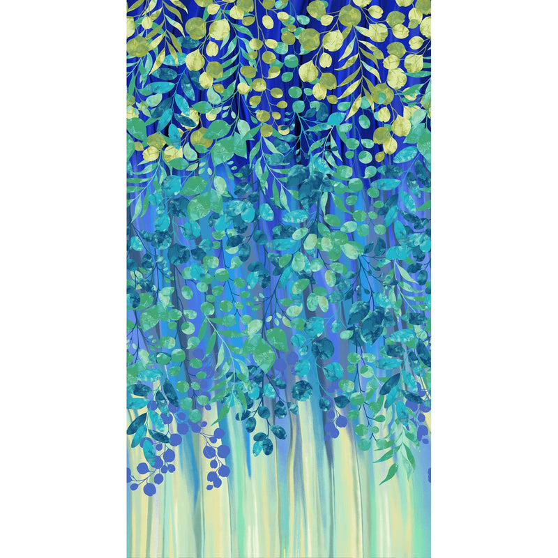 Peacock Waterfall Leaves Blissful Blooms Cotton 43"/44" Fabric Per Yard - Choice FabricsHEG-3571-76