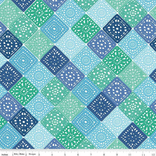 Hand Made Crochet Blue Cotton 43"/44" Fabric Per Yard - Choice FabricsC16591­-BLUE