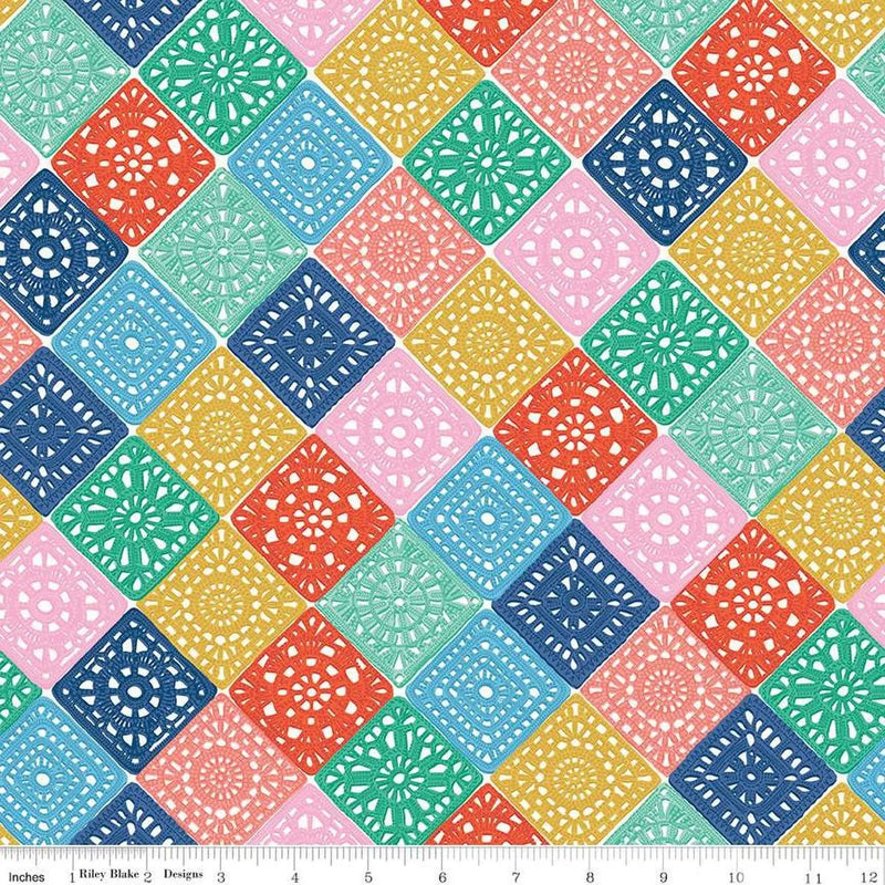 Hand Made Crochet Multi Cotton 43"/44" Fabric Per Yard - Choice FabricsC16591­-MULTI