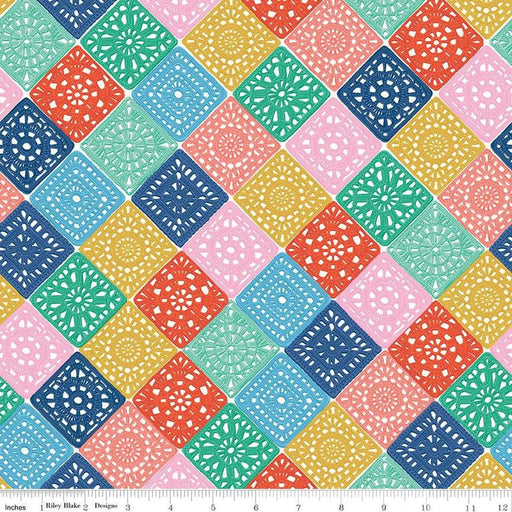 Hand Made Crochet Multi Cotton 43"/44" Fabric Per Yard - Choice FabricsC16591­-MULTI