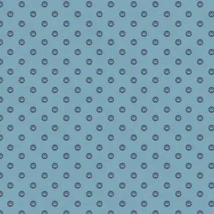 Here Kitty, Kitty Polka Paws Blue 43"/44" Fabric Per Yard - Choice FabricsPSF-120-24973