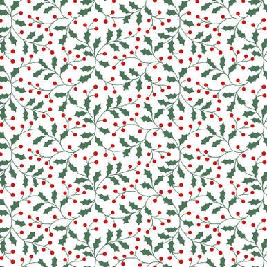 Holly And Berries White Multi Merry Mix 43"/44" Cotton Fabric Per Yard - Choice FabricsMAS11113-WZ