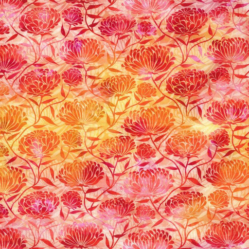 Felicity Chrysanthemums Red 44"/45" Fabric per Yard - Choice FabricsIBF3FEL-1