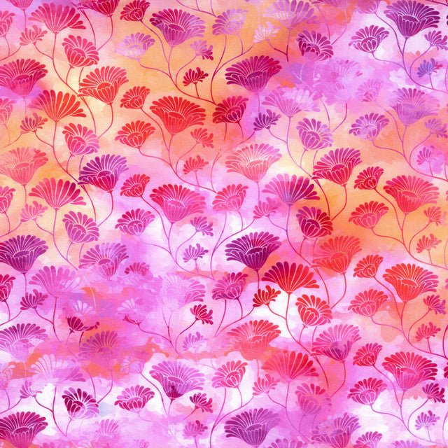 Felicity Flower Vines Orange 44"/45" Fabric per Yard - Choice FabricsIBF4FEL-1