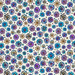 Ivory Mosaic Blooms Tile Coordinate Cotton 44/45 Fabric Per Yard - Choice Fabrics2600-31488-E