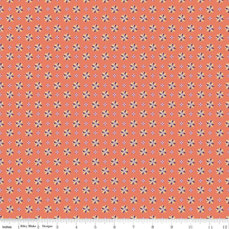 Juju's Petals Calico Orange Cotton 43"/44" Fabric Per Yard - Choice FabricsC16613-ORANGE